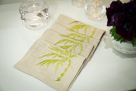 Euro Napkins | Windy Palm in Golden Lime | Set of Four