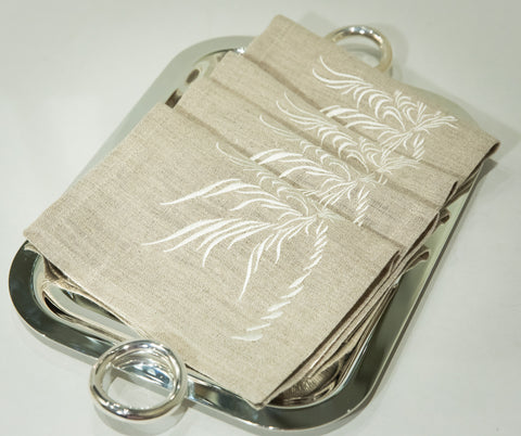 Euro Napkins | Windy Palm in Salt | Set of Four