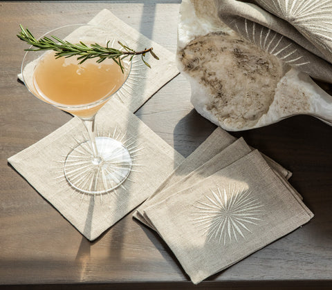 Euro Napkins | Starburst in Salt | Set of Four