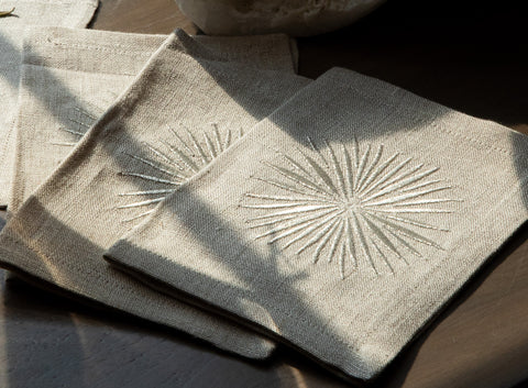 Euro Napkins | Starburst in Salt | Set of Four