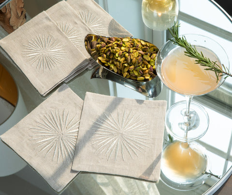 Euro Napkins | Starburst in Salt | Set of Four