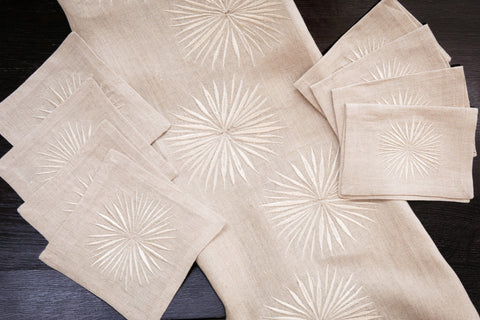 Euro Napkins | Starburst in Salt | Set of Four