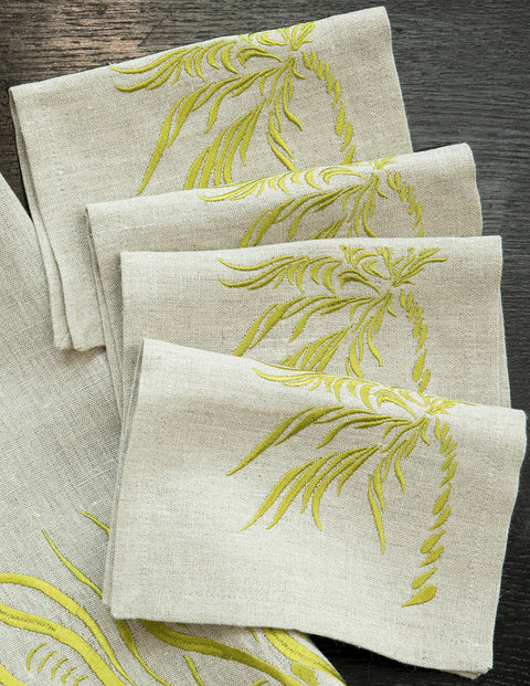 Euro Napkins | Windy Palm in Golden Lime | Set of Four