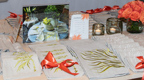 Euro Napkins | Windy Palm in Golden Lime | Set of Four