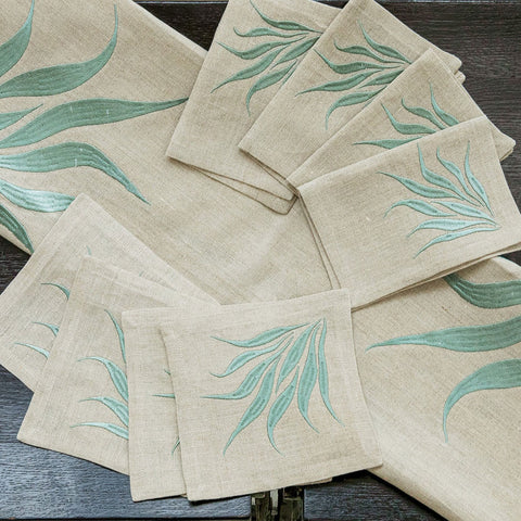 Cocktail Napkins | Agave in Sea Glass | Set of Four