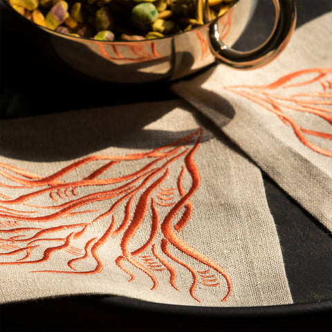 Cocktail Napkins | Branches in Coral | Set of Four