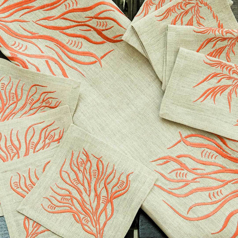 Cocktail Napkins | Branches in Coral | Set of Four