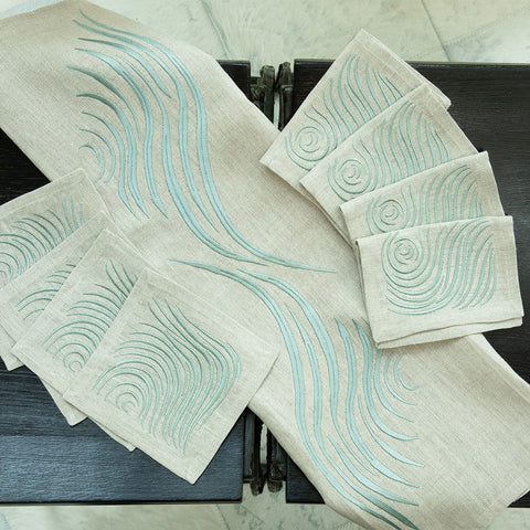 Cocktail Napkins | Ripple in Sea Glass | Set of Four