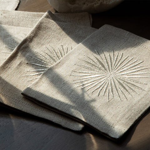 Cocktail Napkins | Starburst in Silver | Set of Four