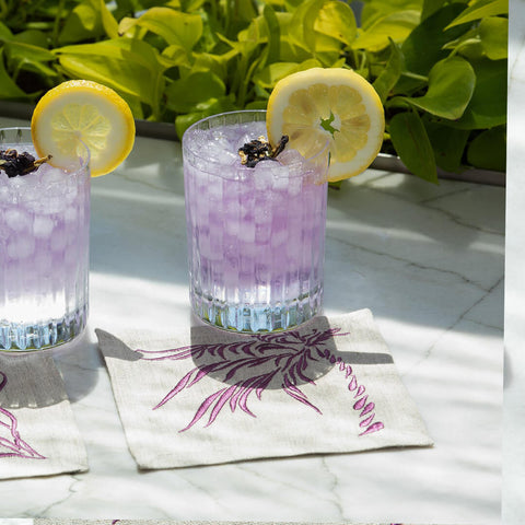 Cocktail Napkins | Windy Palm in Amethyst | Set of Four