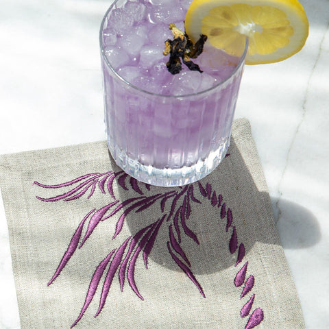 Cocktail Napkins | Windy Palm in Amethyst | Set of Four