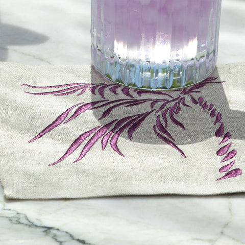 Cocktail Napkins | Windy Palm in Amethyst | Set of Four