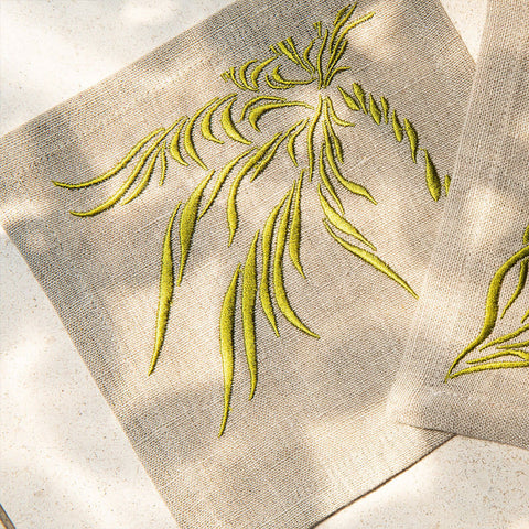 Cocktail Napkins | Windy Palm in Golden Lime | Set of Four