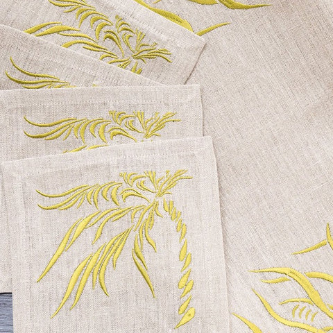 Cocktail Napkins | Windy Palm in Golden Lime | Set of Four