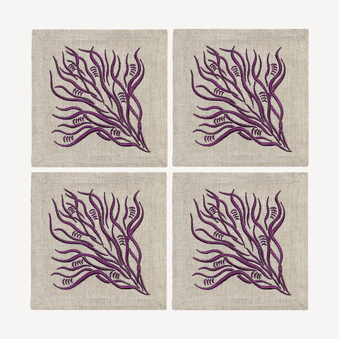 Cocktail Napkins | Branches Collection in Amethyst | Set of Four