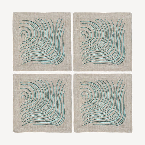 Cocktail Napkins | Ripple in Sea Glass | Set of Four