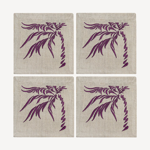 Cocktail Napkins | Windy Palm in Amethyst | Set of Four