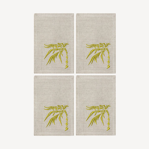 Euro Napkins | Windy Palm in Golden Lime | Set of Four