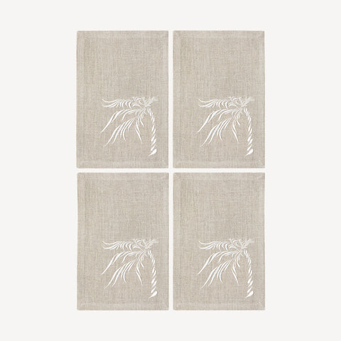 Euro Napkins | Windy Palm in Salt | Set of Four